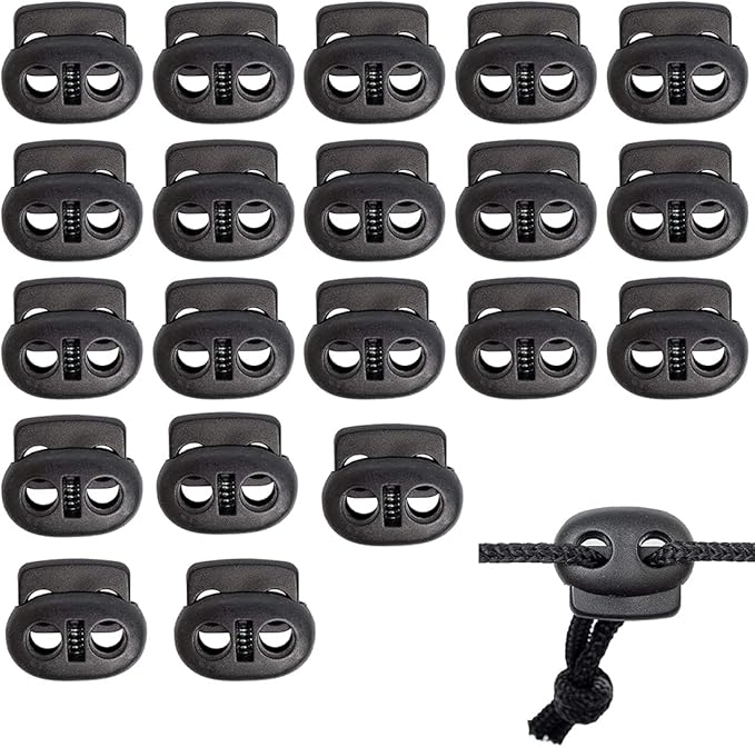 20 Fermacorda A Molla - Foro Doppio 22x20 Mm - Per Cordini Da 4 Mm - Plastica - Per Zaini, Scarpe, Tende - Foto 6