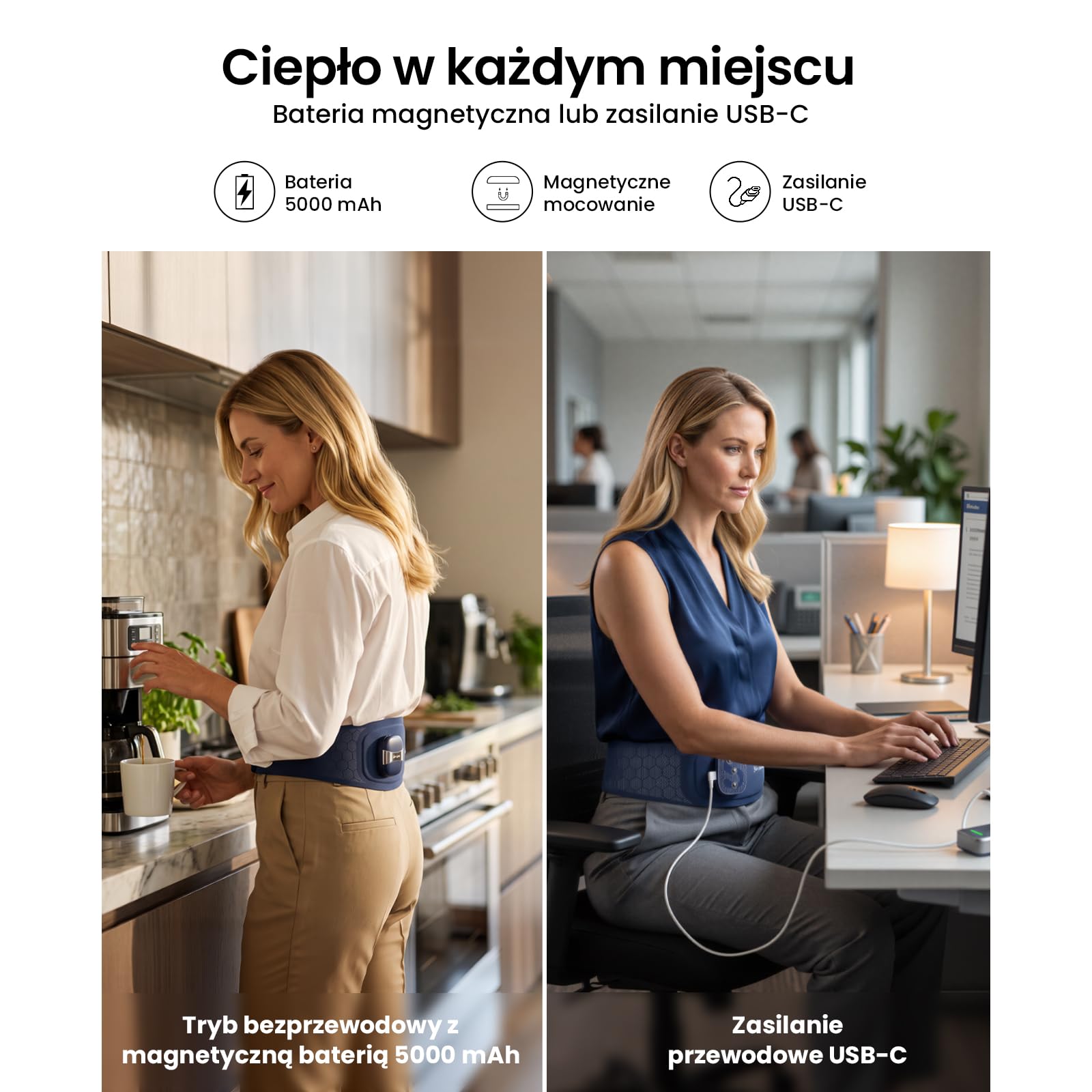 BOB AND BRAD Poduszka Grzewcza z Czerwonym Światłem | Komfort Menstruacyjny, 5000mAh Bezprzewodowy Pas Grzewczy, Lekki Przenośny dla Kobiet i Mężczyzn, Dom Biuro