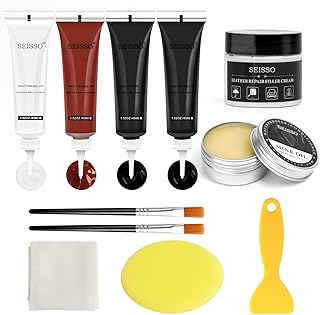 SEISSO Leather Repair Kit for Furniture, Vinyl Repair Kit, Leather Dye with Mink Oil, Leather Repair Filler - Restorer of ...