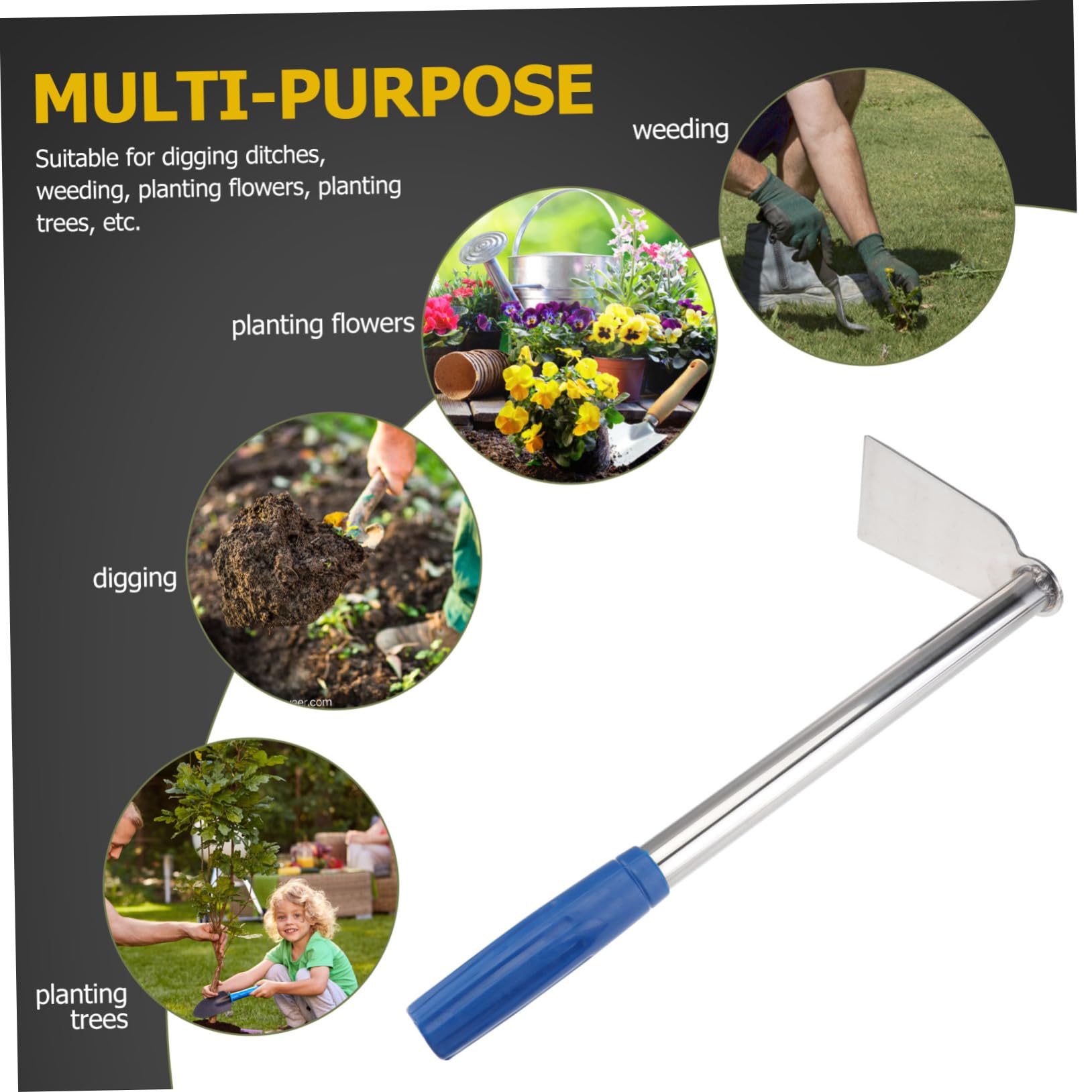 TOYANDONA 2 Piezas de Jardinería de Inoxidable Herramienta Ergonómica para Deshierbe y Plantación para Huertos Ligero y Duradero