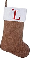 Vista 100 de Medias de Navidad con monograma de punto gris de 19.5 pulgadas. Calcetines de Navidad con inicial personalizadas, decoración de fiesta de Navidad