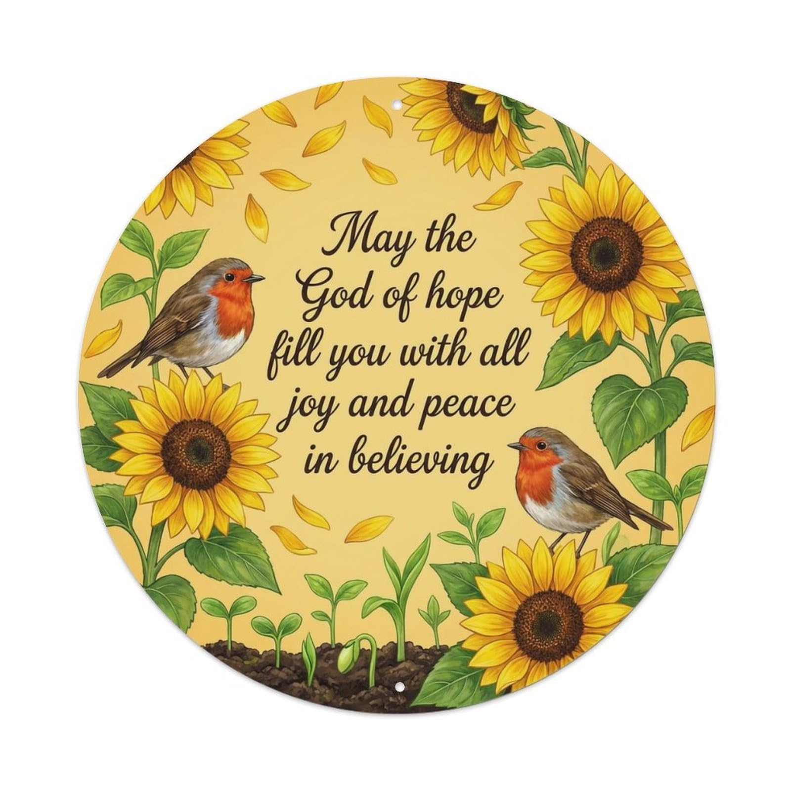 Metal Tin Sign European Robin Garden Sign Heaven Love Hope