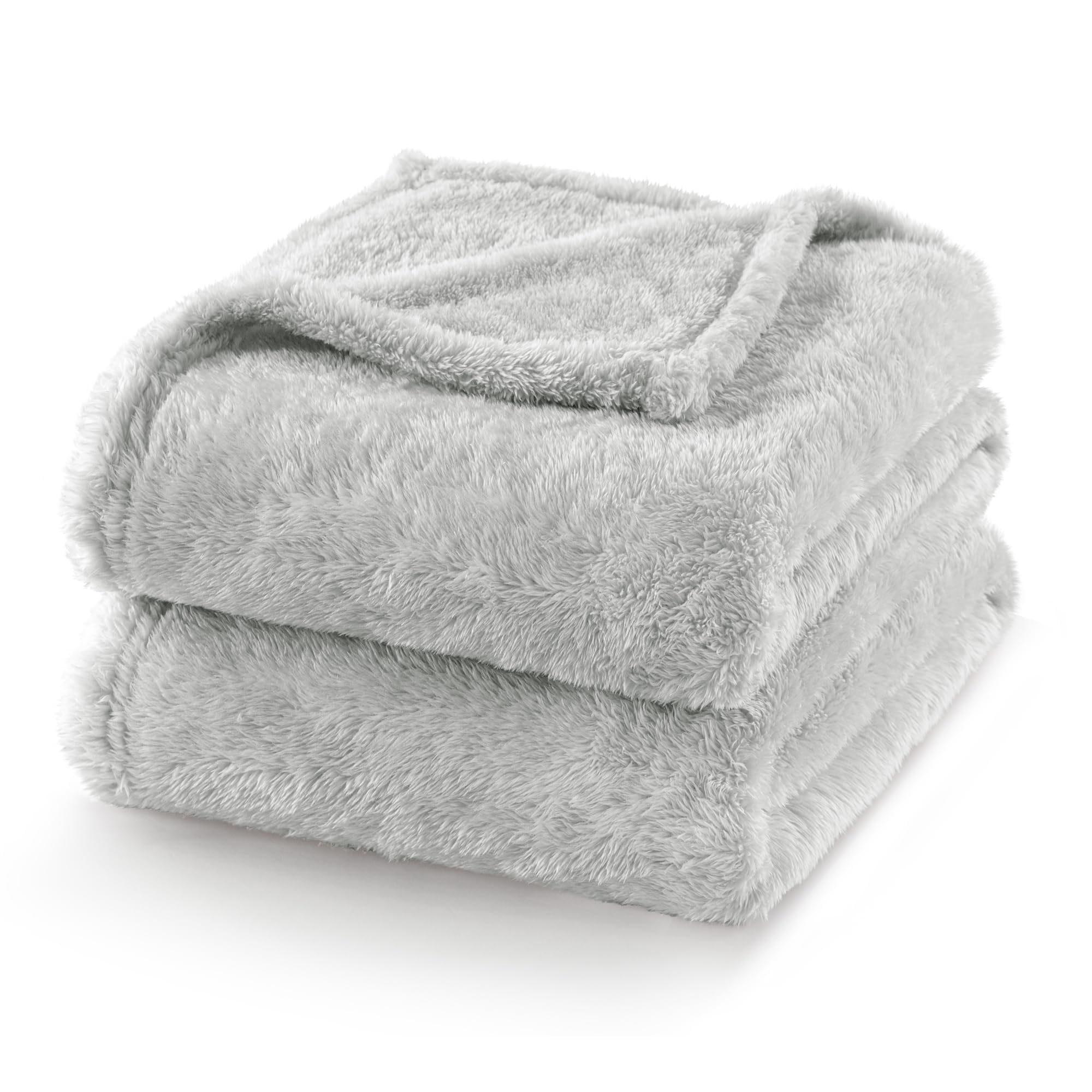 Exclusivo Mezcla Fuzzy Plush Fleece Bed Blanket Twin XL Size, Light Grey | 90x66 Inches, Super Soft and Cozy Bed Blanket, Fluffy Blanket for Bed, College Dorm Room Essentials, All Season