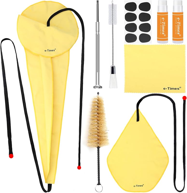 Saxophone Cleaning Cloth Kit, for Alto Tenor Soprano Sax and Other Wind & Woodwind Instruments. Including 3 * Cleaning Cloth, 2 * Swab Brush, 2 * Cork Grease, 8 Pcs Mouthpiece Cushion, 1 * Screwdriver