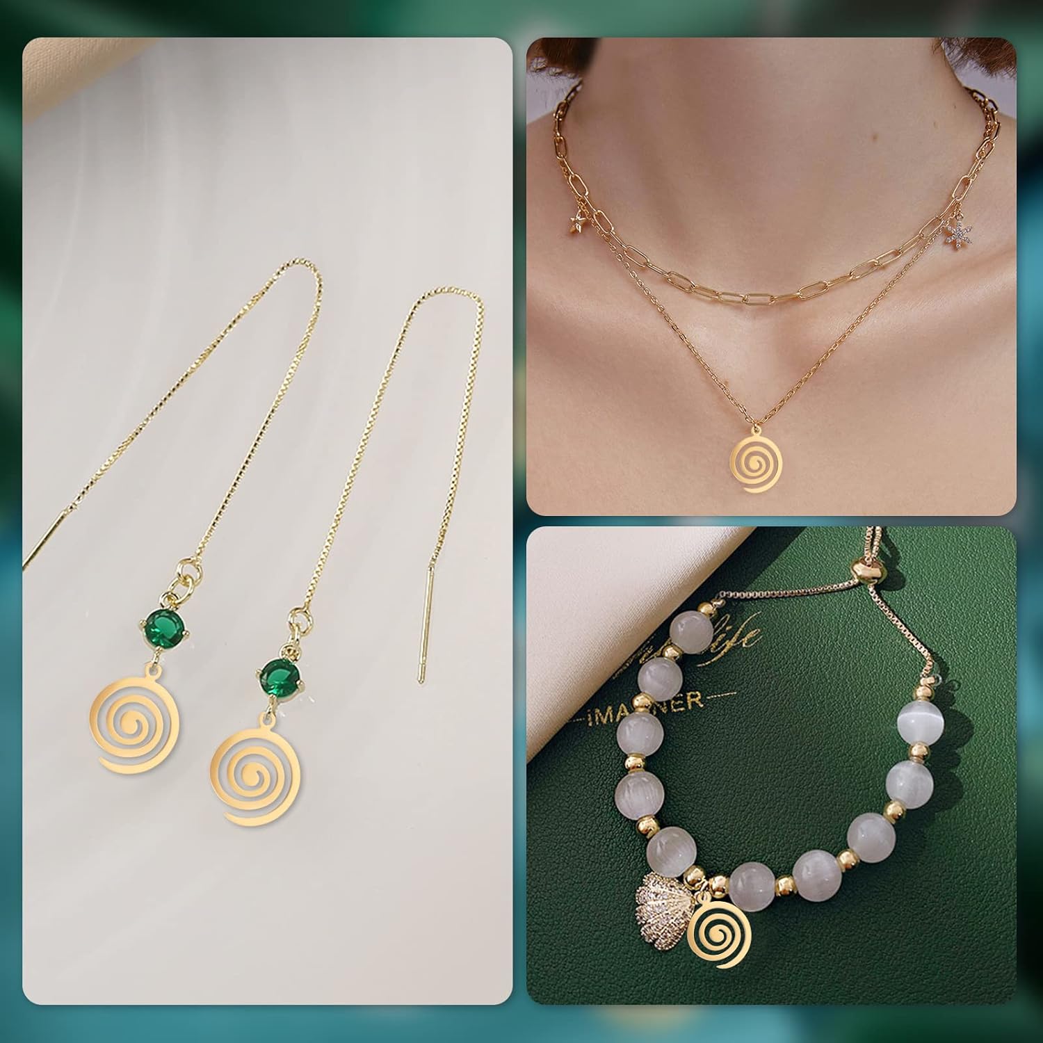 UNICRAFTALE 12Pcs 2 Colors Swirl Spiral Charms Stainless Steel Vortex Pendants Circle Round Spiral Wave Charms for Jewelry Making 18x15x1mm - Image 7