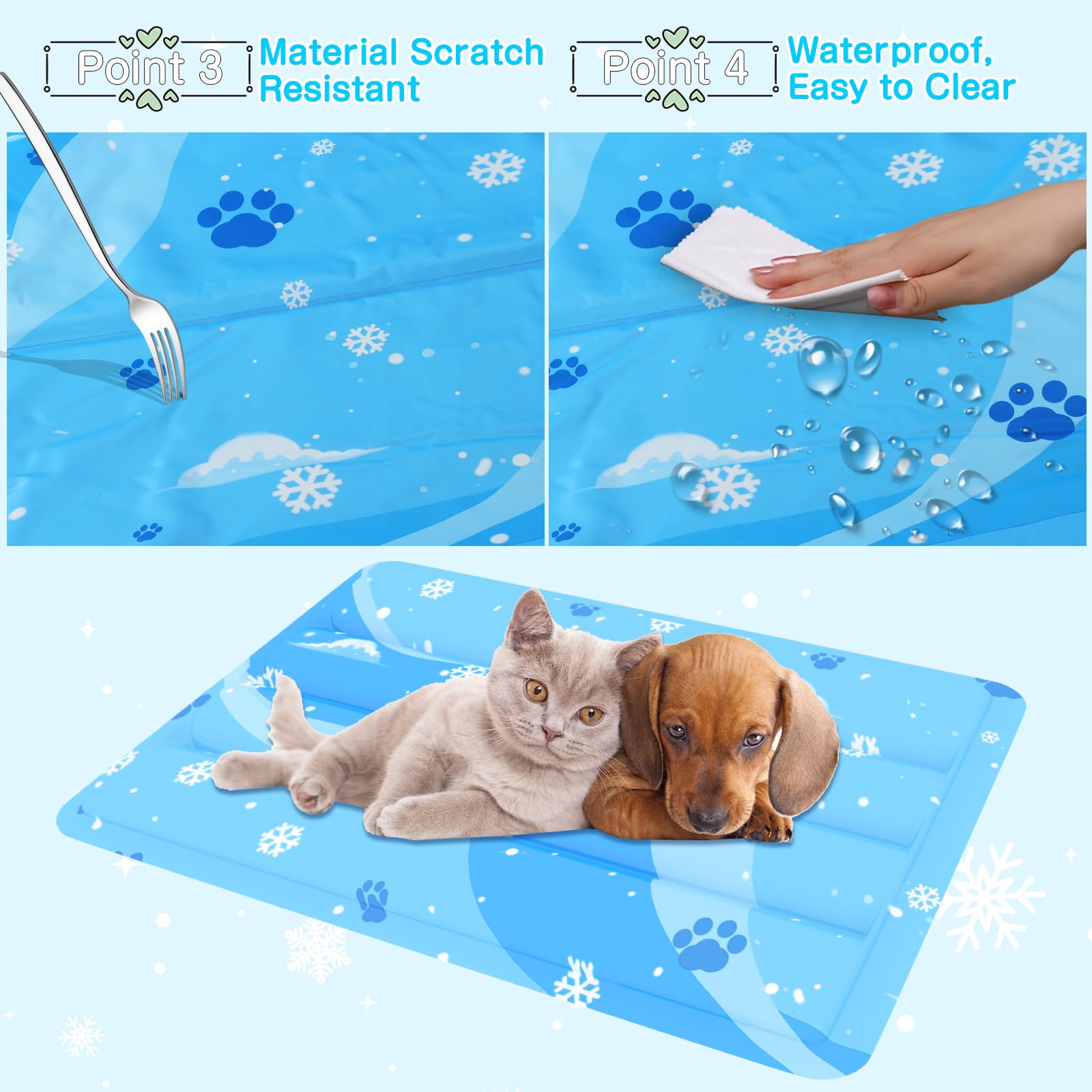 Tapis Rafraichissant Chien, Tapis en Gel Auto-refroidissant pour Animaux de Compagnie, Résistant aux Rayures Plus Durable, Tapis de Refroidissement D'été pour Chien, Chat et Lapin