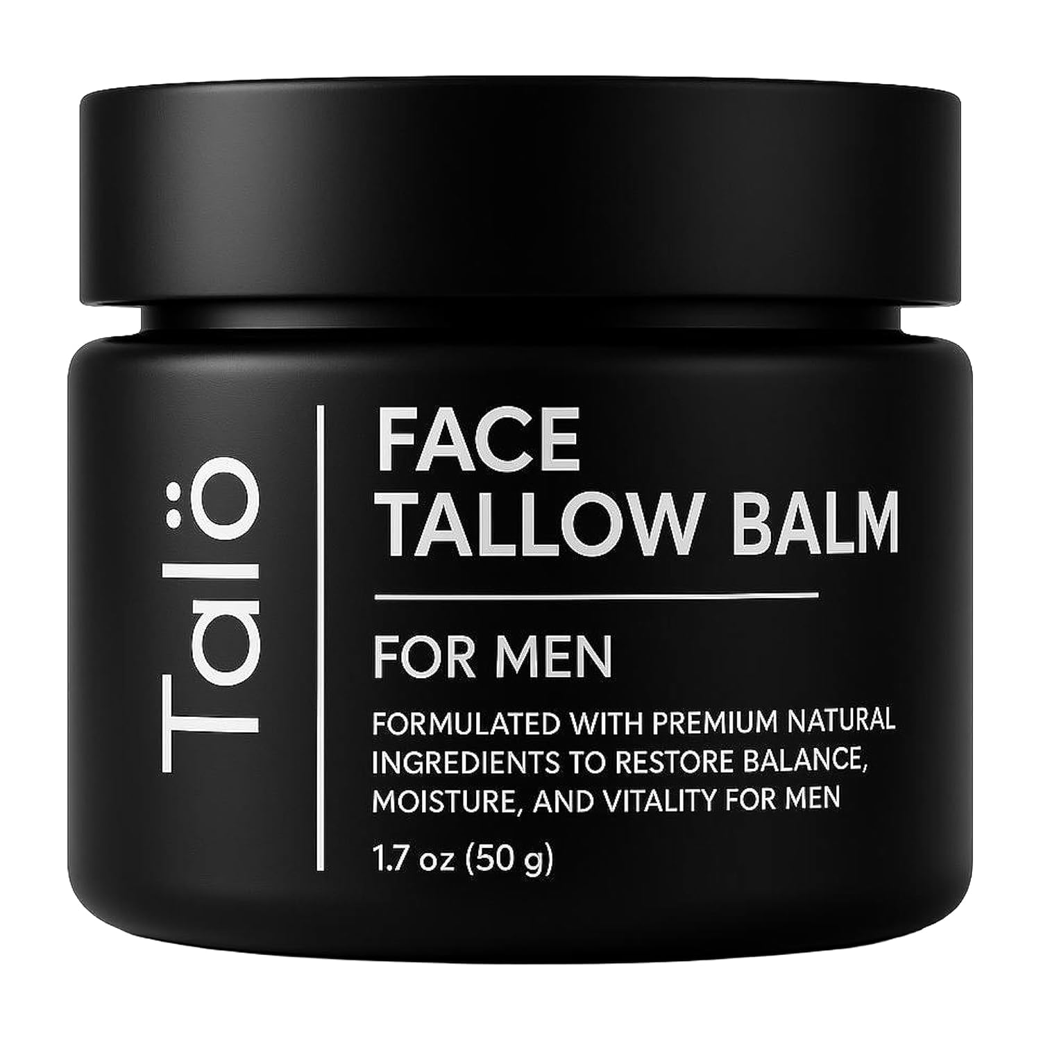 Talö Beef Tallow Moisturizer for Men | 100% Natural Grass Fed Beef Tallow for Face | Rich in Vitamins w/No Fillers & Synthetics | Anti-Aging Face Cream for Dry & Sensitive Skin | 1.7fl. oz jar