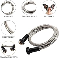 Vista 4 de Yanwoo Manguera de jardín de acero inoxidable 304 de 2 pies con conector de latón hembra a hembra, diámetro exterior de 0.709 in de diámetro