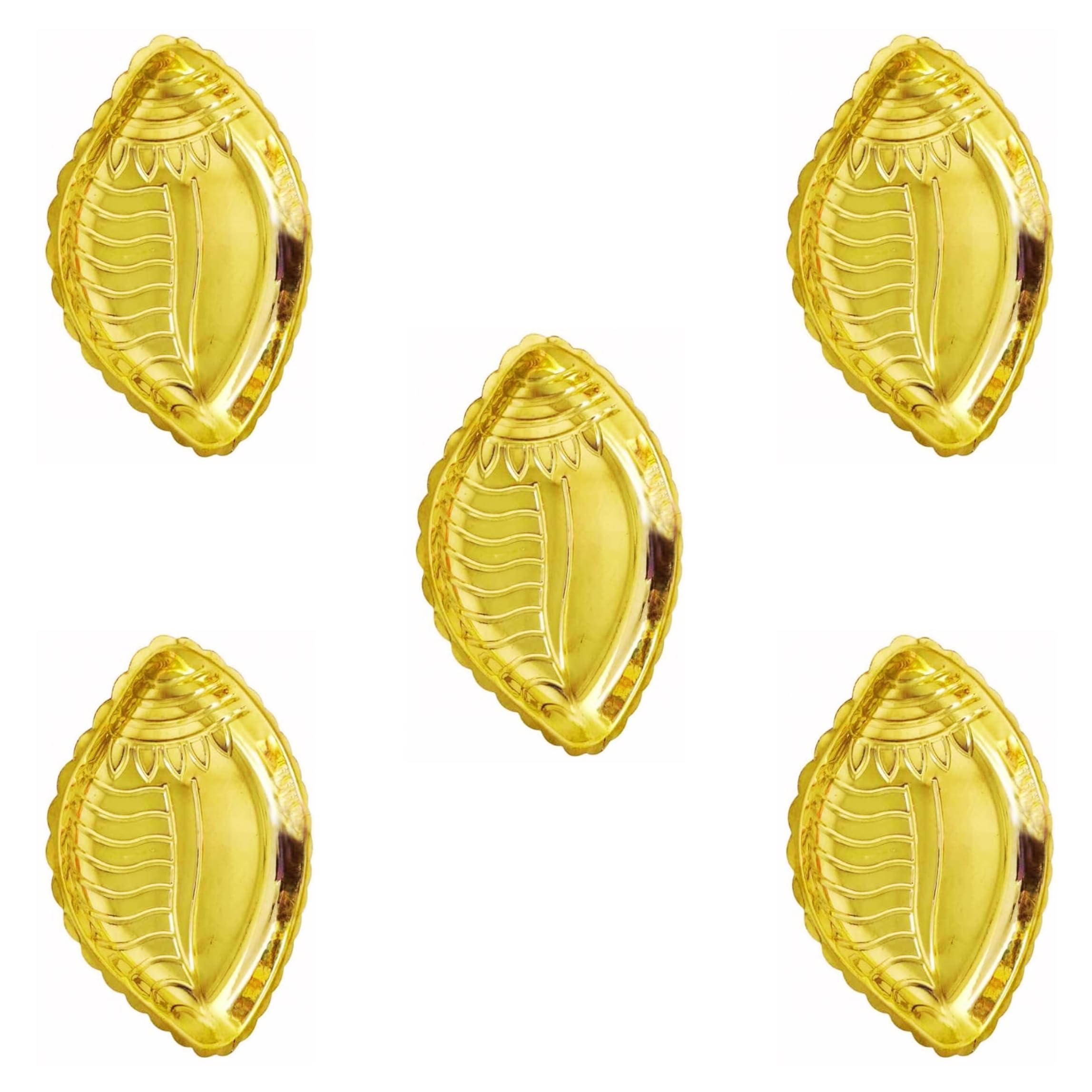 SRI YAGNAA - Brass Shanku Plates 5 pcs - Wedding Return Gifts - Housewarming Return Gifts (BSP-5)