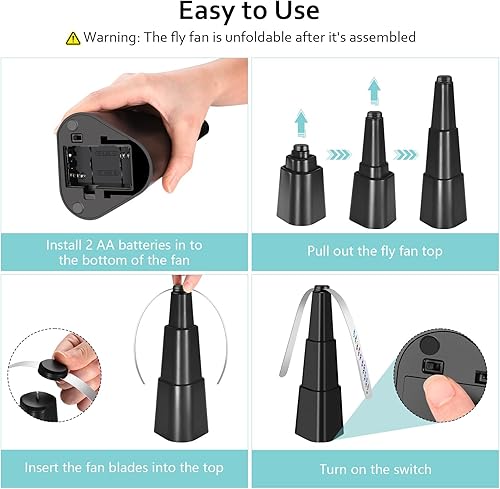 Miniatura 6 de Ventiladores para mesas, repelente de moscas para interiores y exteriores, mantiene las moscas alejadas, ventilador de mesa con cuchillas