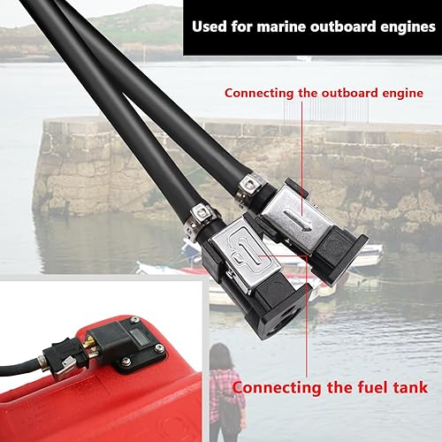 Miniatura 6 de Tnisesm Conjunto de línea de combustible de 516" 6 pies, con conector de goma marina para motor fuera de borda de barco, RVs, conjunto de