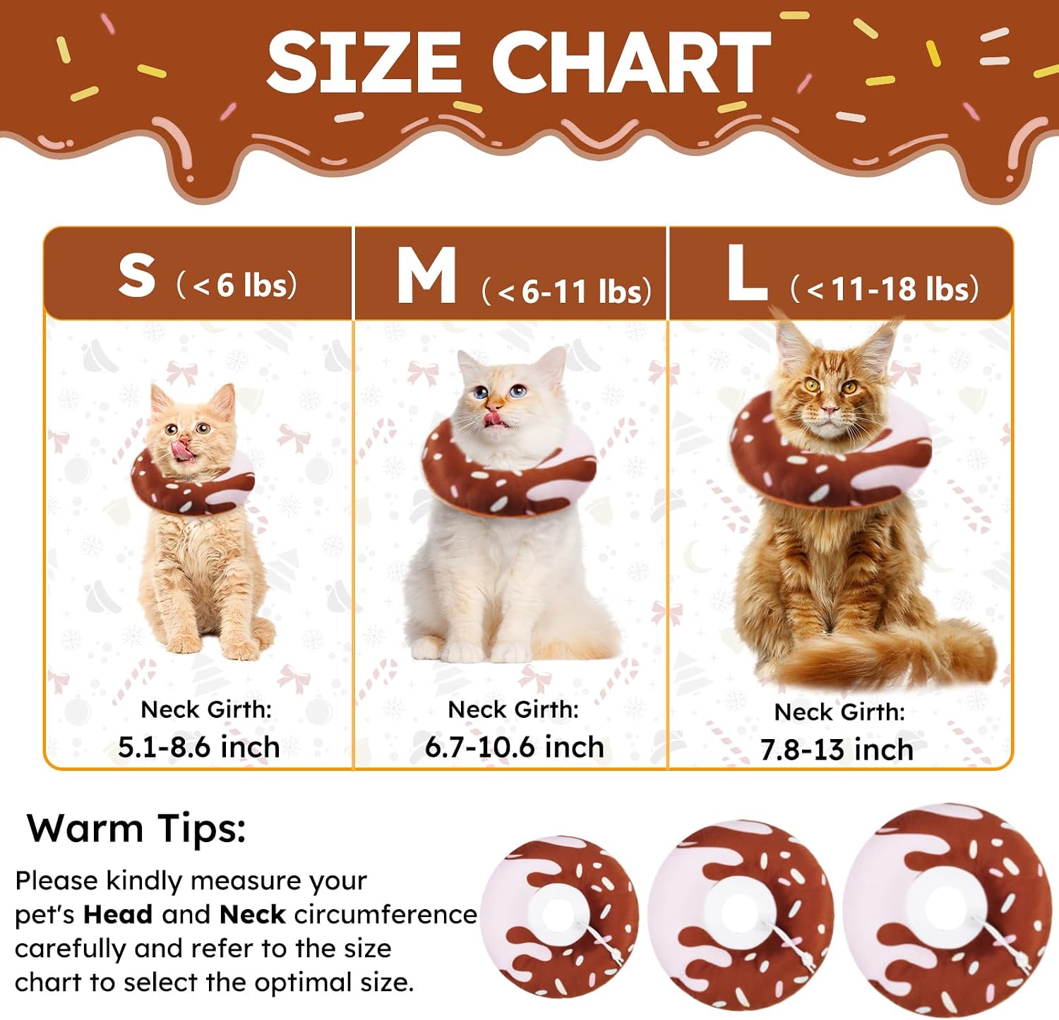 Hpetppy Cat Cone Collar Soft, Cat Recovery Collar for Wound Healing Cute Donut Adjustable Kitten Cones to Stop Licking Comfortable Lightweight Neck Elizabethan Collars for Cats Kittens After Surgery image 2