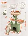 PAWZ Road Cactus Cat Tree for Indoor Cats, [31.5''=80CM] Cute Cat Tower Cat Condo with Sisal Scratching Ramp, Cozy Hammock and Removable Top Bed Perch for Kittens, Green