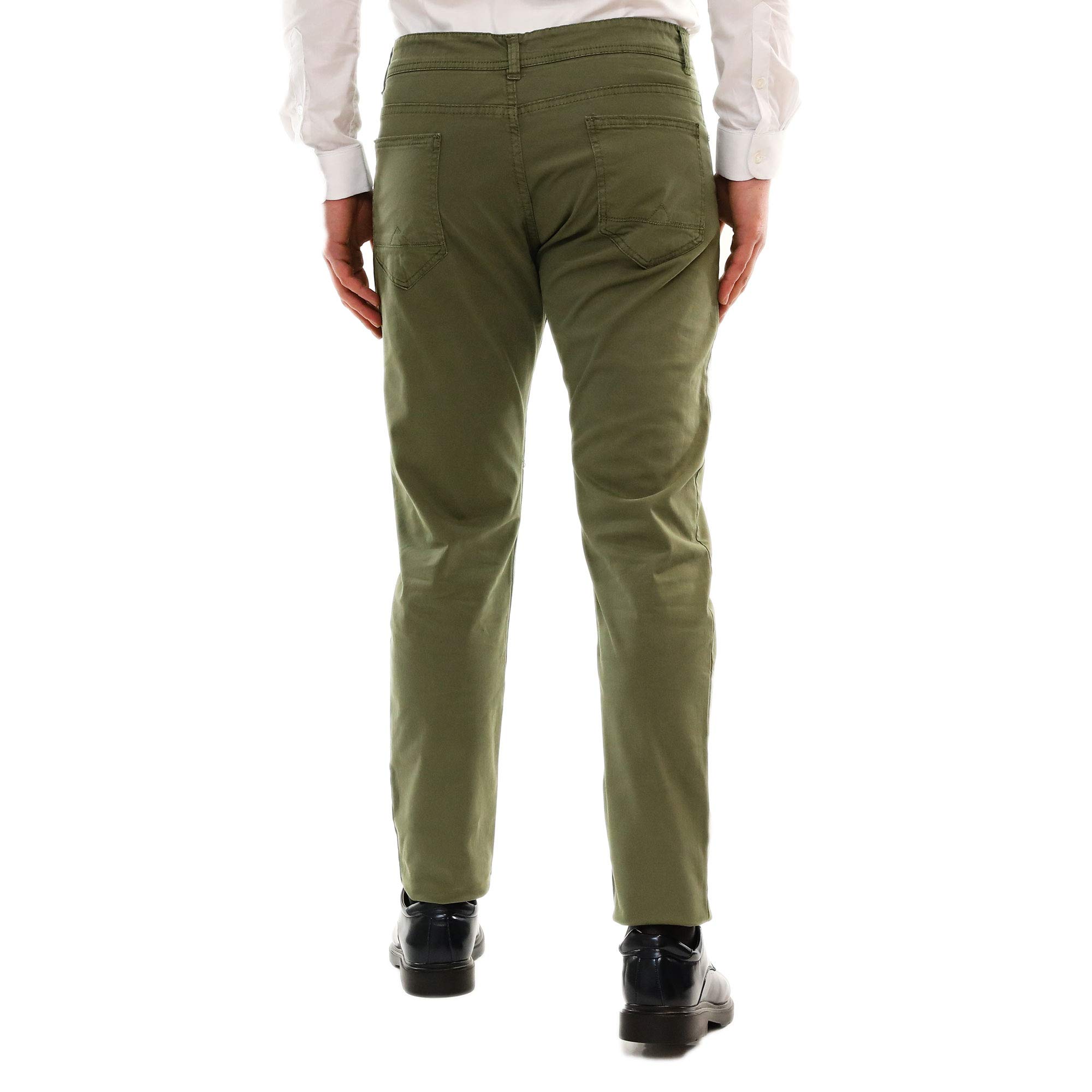 Pantalones Elegantes Hombre Ligero Chino Verde Pantalones Slim Fit Clásico, Verde, 46