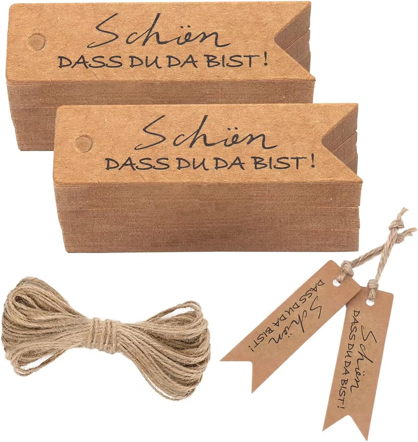 100 Herz-Geschenkanhänger Aus Kraftpapier – Inkl. 10 M Schnur, Rot, Für Anlässe