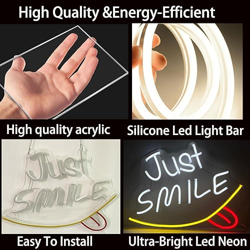 Miniatura 5 de Just Smile - Letrero de neón LED USB para decoración de pared, boda, fiesta de compromiso, decoración de dormitorio, decoración de fiesta, regalos