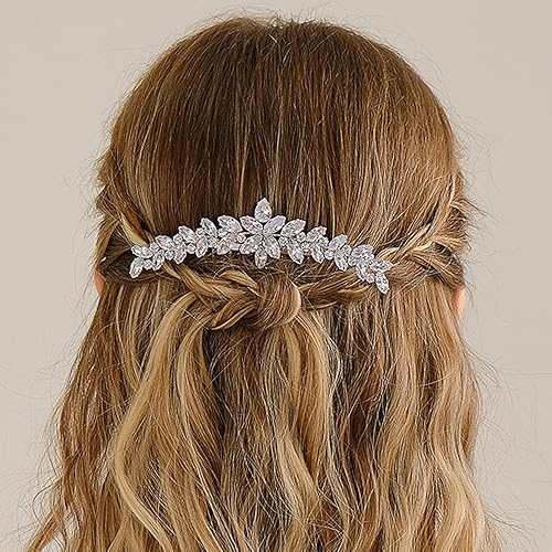 Miniatura 3 de Missgrace Peine de pelo de circonita brillante para novia, estilo bohemio, simple, para novia, boda, graduación, brillante, diamantes de imitación,