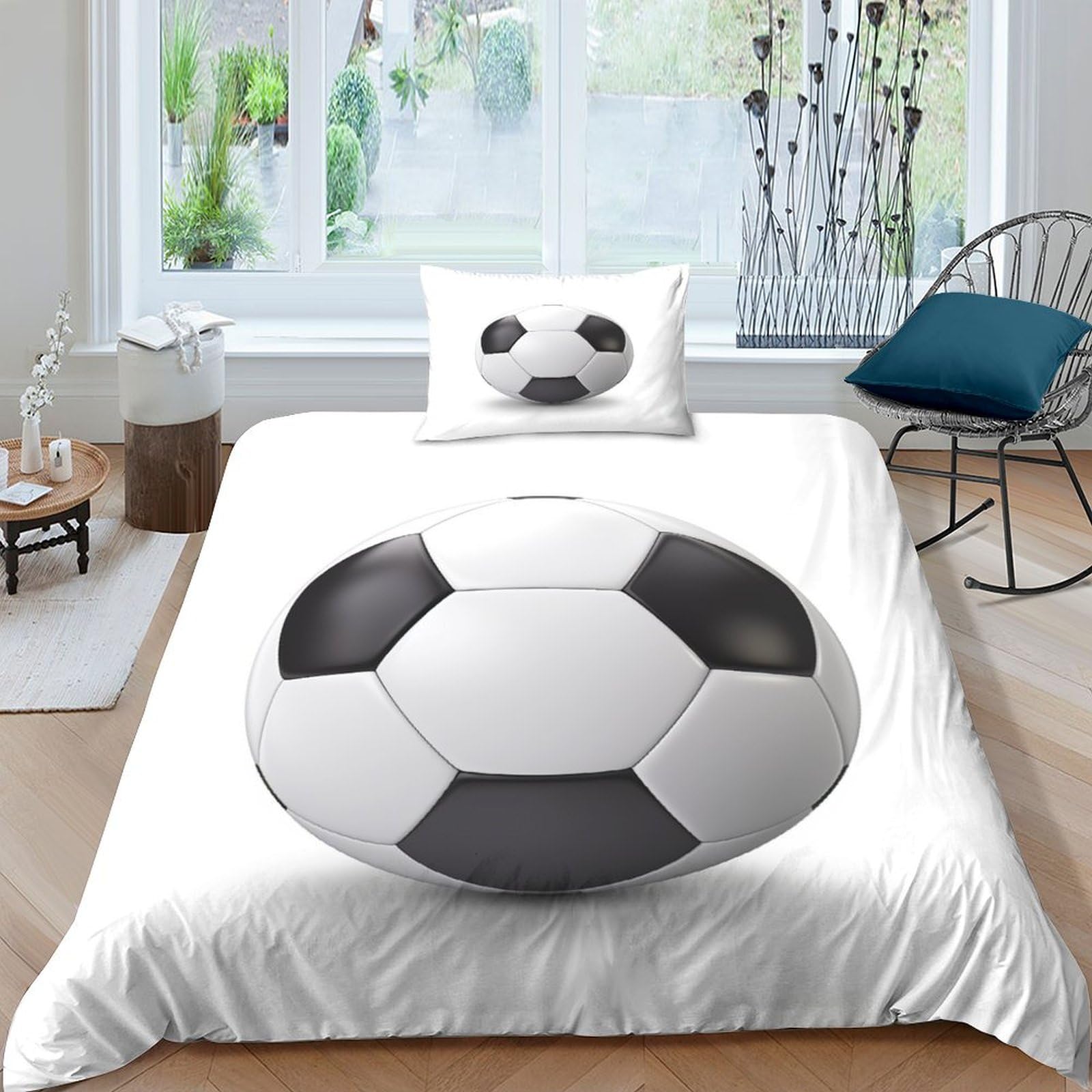 Parure de couette foot 3D respirante et ultra douce lit simple 1 place