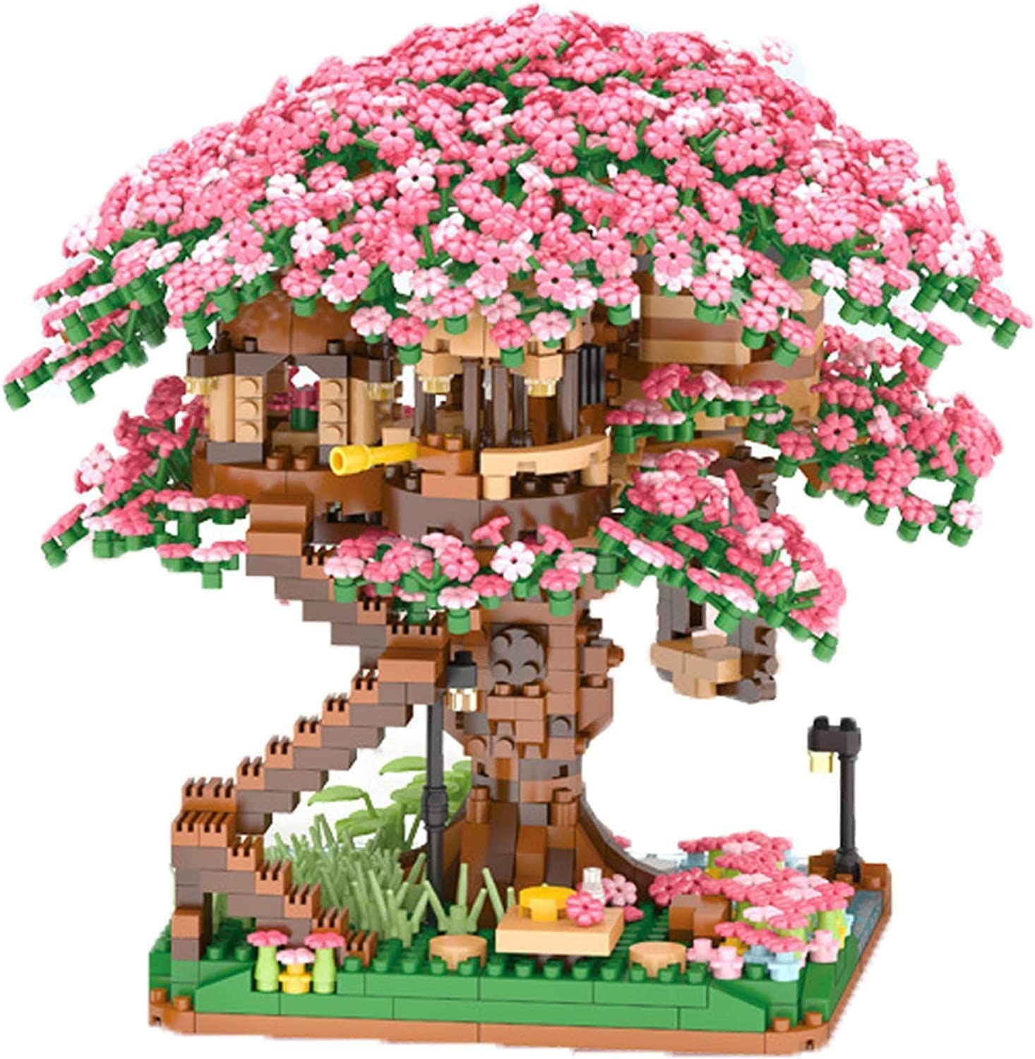 FULHOLPE Street View Cherry Bonsai Tree Bricks Model Set - Image 2