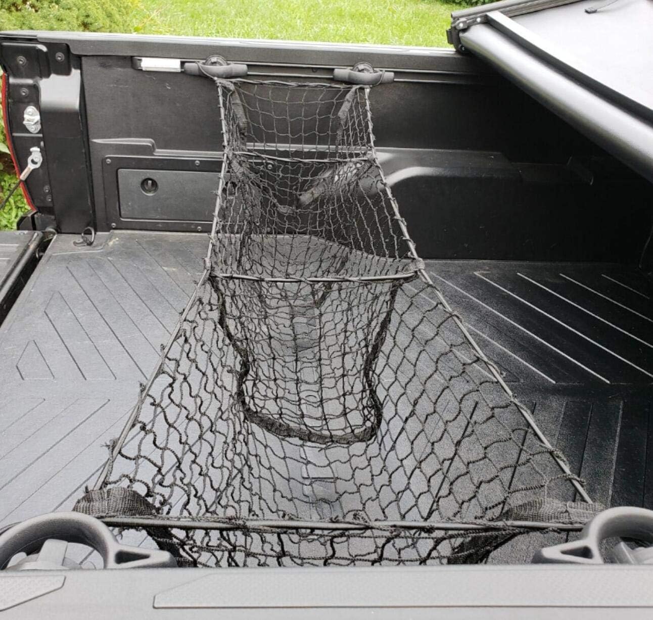 Cargo Net - Trunk net for Back of Truck Cargo Organizer, Three Pocket Mesh Storage Net Fit GMC Sierra Acadia Pickup Chevy Malibu Equinox Tahoe Colorado Sequoia Accessories