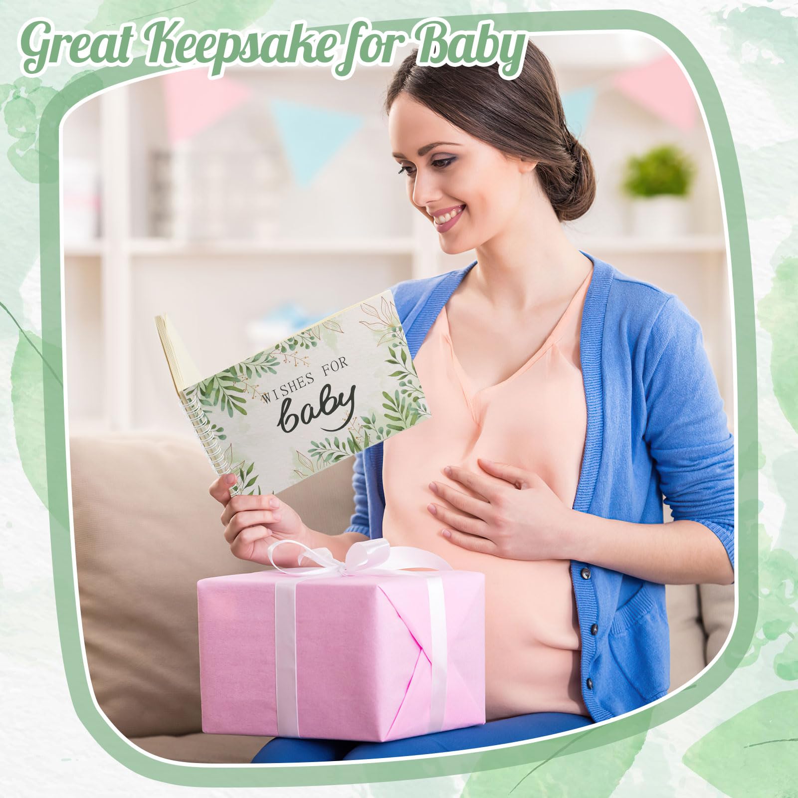 Baby Shower Book, Wishes for Baby Scrapbook with Pen Baby Shower Book to Sign, Baby Shower Games Advice Book - Image 3