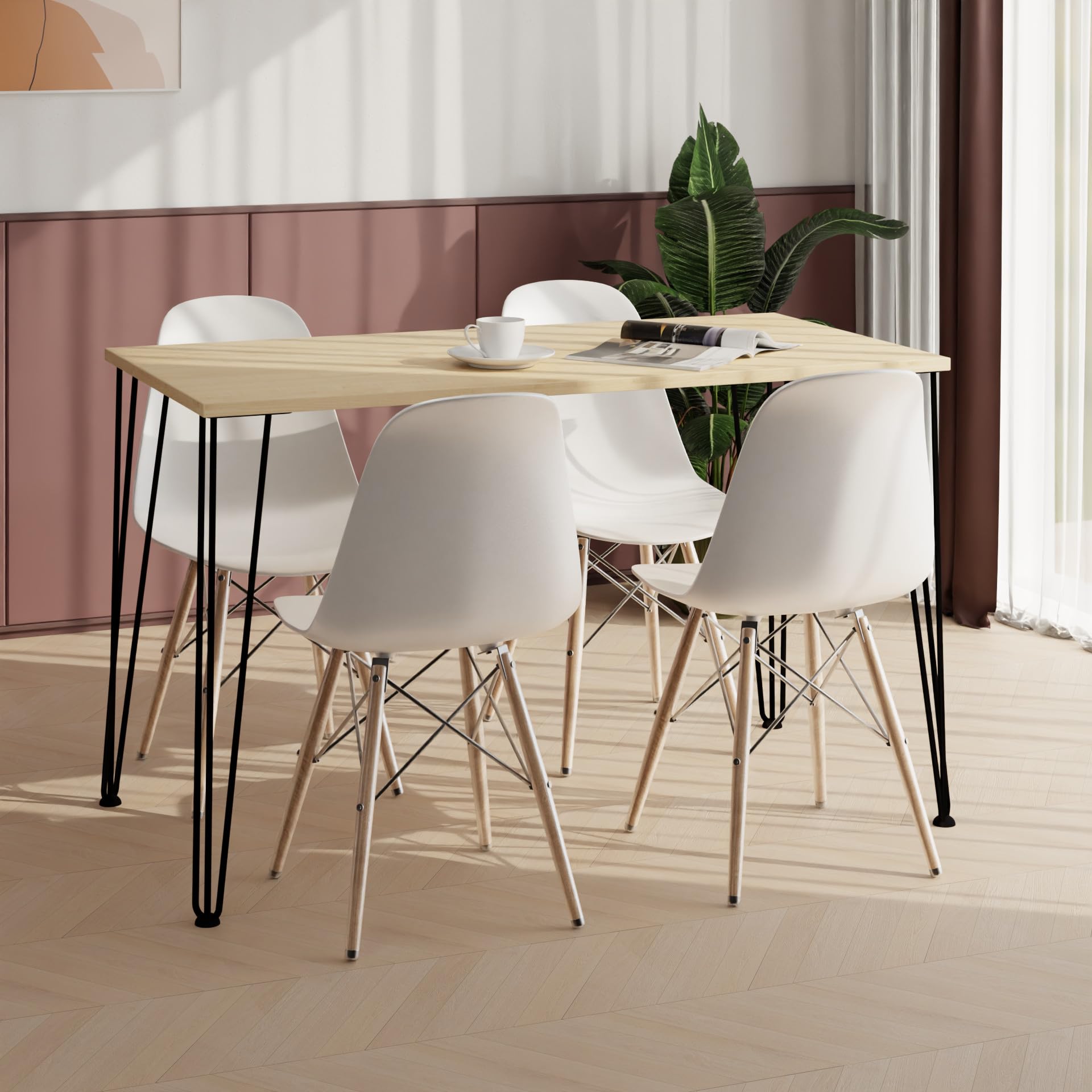 AKKE Esstisch Küchentisch - Tisch Für Küche Esszimmer - 50x50 - Höhe 73 cm - Schwarze Tischbeine aus Metall