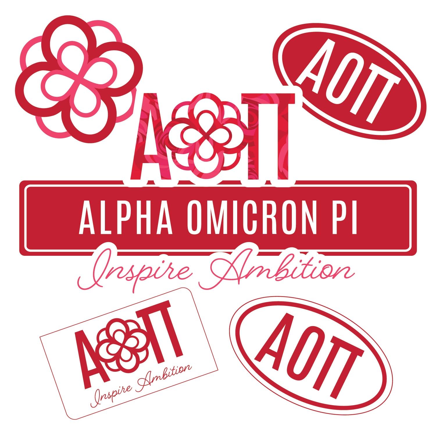 Autocollants Alpha Omicron Pi en vinyle amovible pour sororité