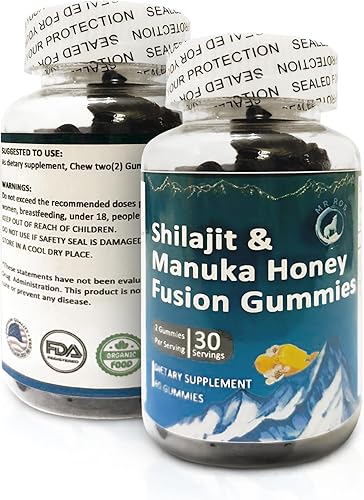 Miniatura 2 de Himalayan Pure Shilajit & Manuka Honey Fusion Gummies para hombres y mujeres, suplemento dietético con oligominerales y ácido fúlvico, 60 gomitas