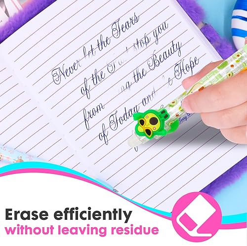 Miniatura 4 de Bolígrafos de gel borrables, 6 bolígrafos retráctiles de dibujos animados borrables, de punta fina de 0.020 in, hacen desaparecer los errores, tinta