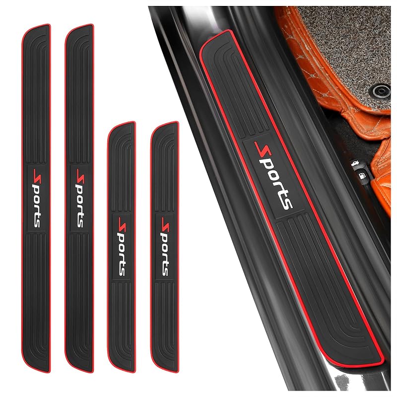 Kit com 4 Protetores de Soleira para Porta de Carro KIFIDAN em Borracha PVC, 14,57 x 1,69 pol. (37,0 x 4,3 cm), Modelo Sport