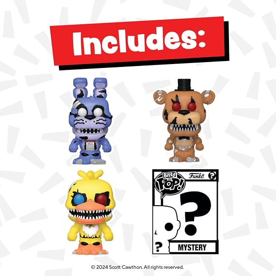 Funko Bitty POP: Five Nights At Freddy's - Nightmare Bonnie 4PK Official Gaming Merch - Tiny Mini Figures with Display Shelf - Cake Decoration Party Bags and Secret Santa Gift