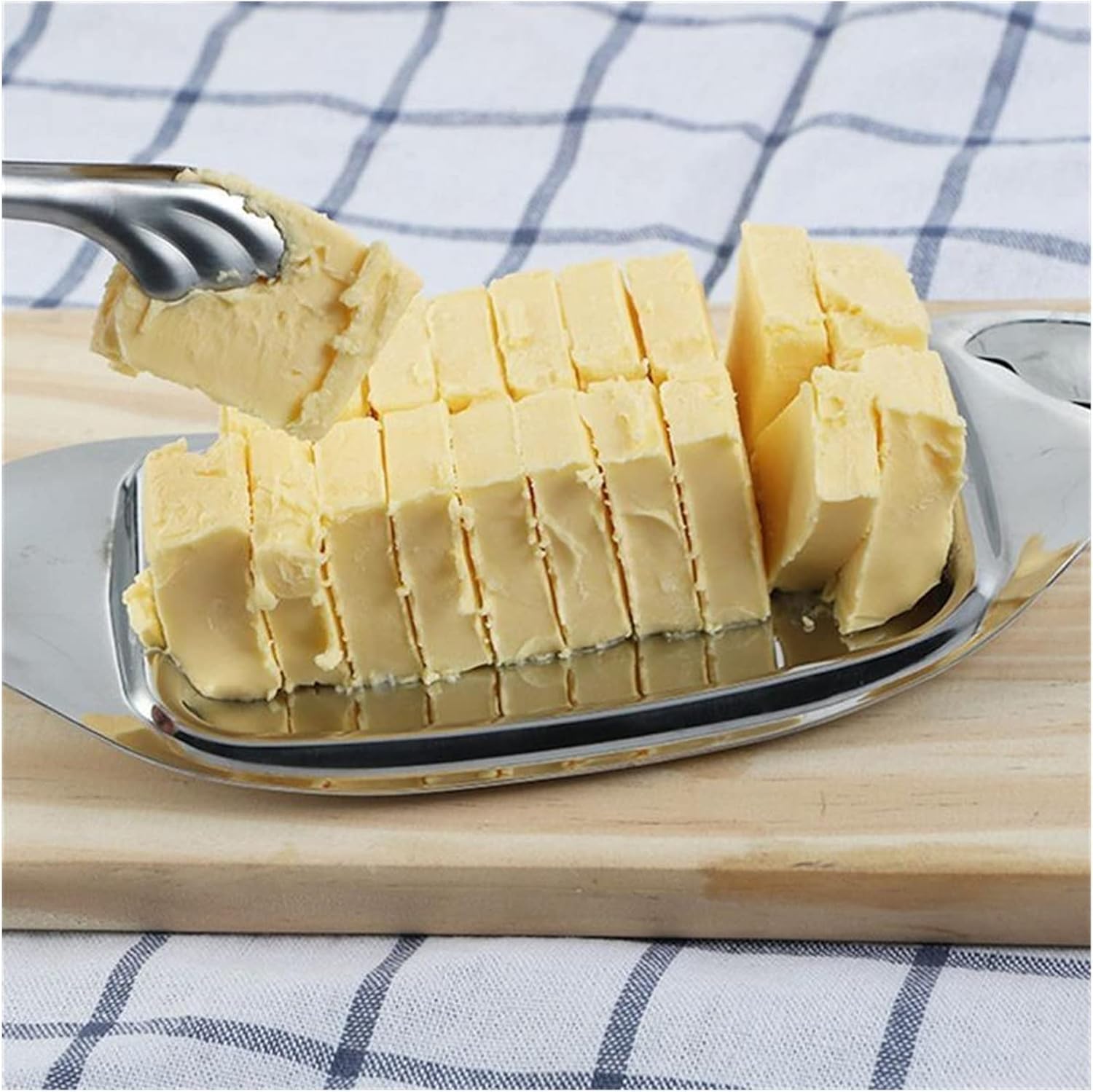 butter dish Stainless Steel Butter Dish Box Container Transparent Plastic Storage Box Cheese Storage Tray Plate Container for Kitchen Butter Plate