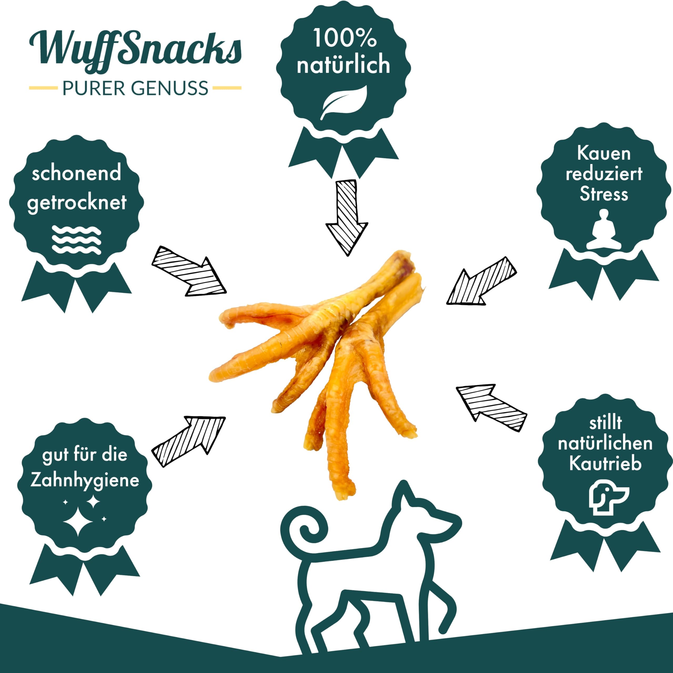 Patas de pollo secas para perros | 5 kg | 100% pollo | masticable | comida para perros | golosinas de WuffSnacks