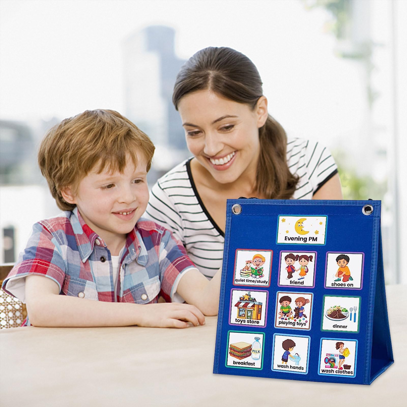 Calendario Infantil, Tablero de Fieltro Horario Visual con 70 Fichas de Rutina y Puntos de Velcro, Cuadro de Horas Diario, Fichas de Tablero de Visión, Ficha Programa Semanal para Planificador