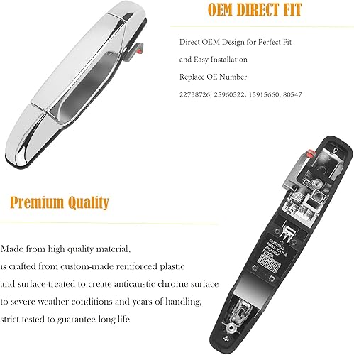 Miniatura 2 de Manija exterior trasera derecha de la puerta del pasajero para Chevy Silverado Suburban Tahoe Avalanche GMC Sierra Yukon Cadillac Escalade OE# 80547