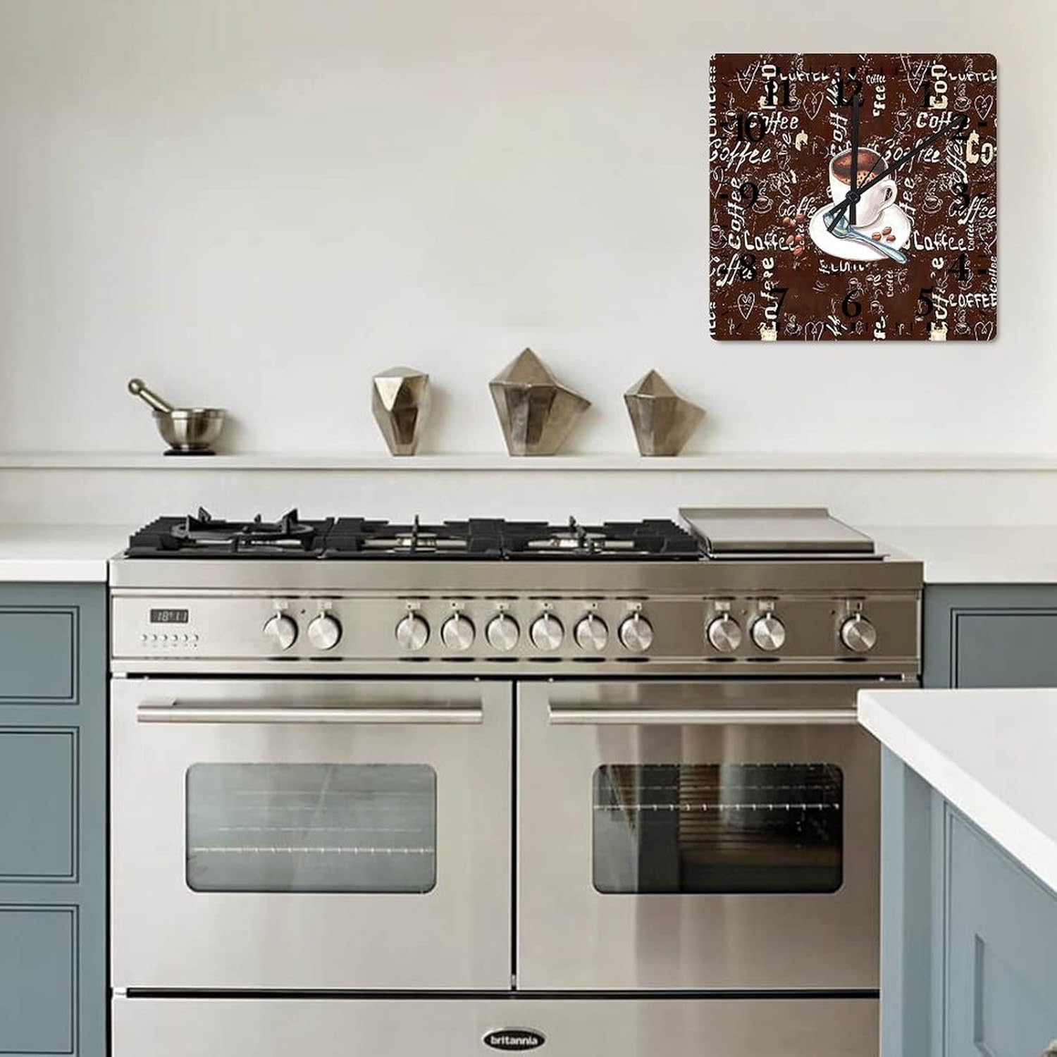 Wall Clock Coffee Office Decor for Men Battery Operated Silent Arabic Numeral Vintage Coffee Square Clock for Home Office School 12 Inch