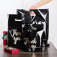 Vista 3 de Paquete de 100 bolsas de agradecimiento para pequeñas empresas, bolsas de plástico de 15 x 18 pulgadas con asas, bolsa de mercancía al por menor