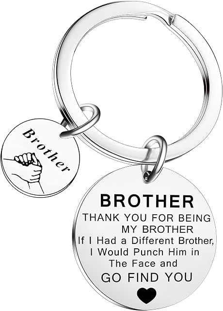 Brother Keyring Gifts from Sister Funny Brother Keyring Brother Birthday Gifts Brother Gifts Christmas Gifts for Brother Graduation Keychain 