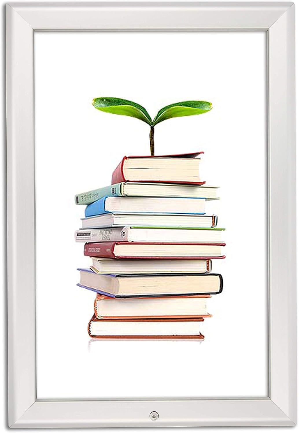 M&T Displays Lockable Snap Poster Frame 8.5x11 Inch Silver 1.25" Aluminum Profile Front Loading Wall Mounting Picture Photo Document Certificate Sign Holder Mitered Corner Anti Glare Cover