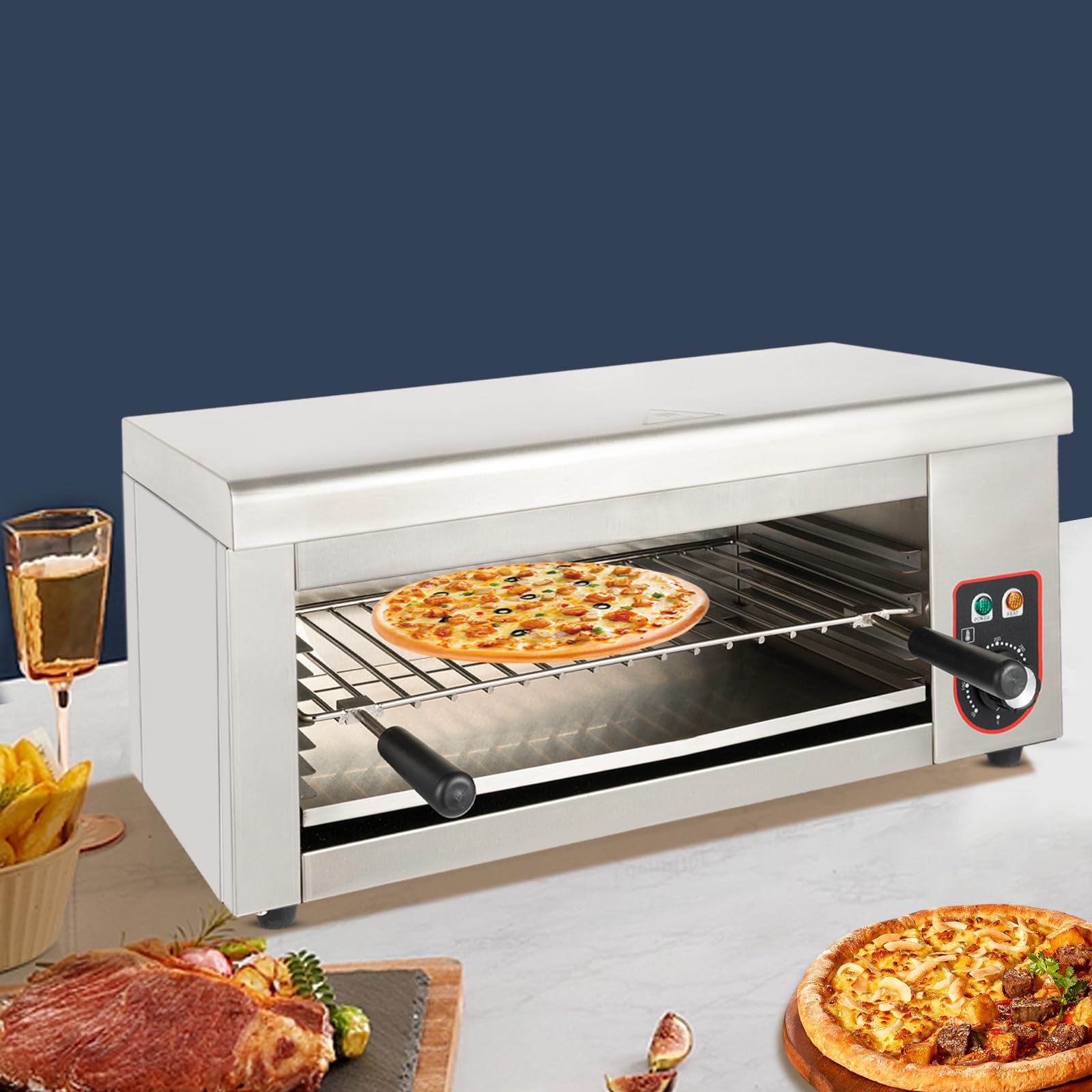 1500W Electric Cheese Melter,122-572°F Stainless Steel Cheese Melter,Commercial Cheese Melter Raclette Grill for Melt Cheese, Toast Sandwiches