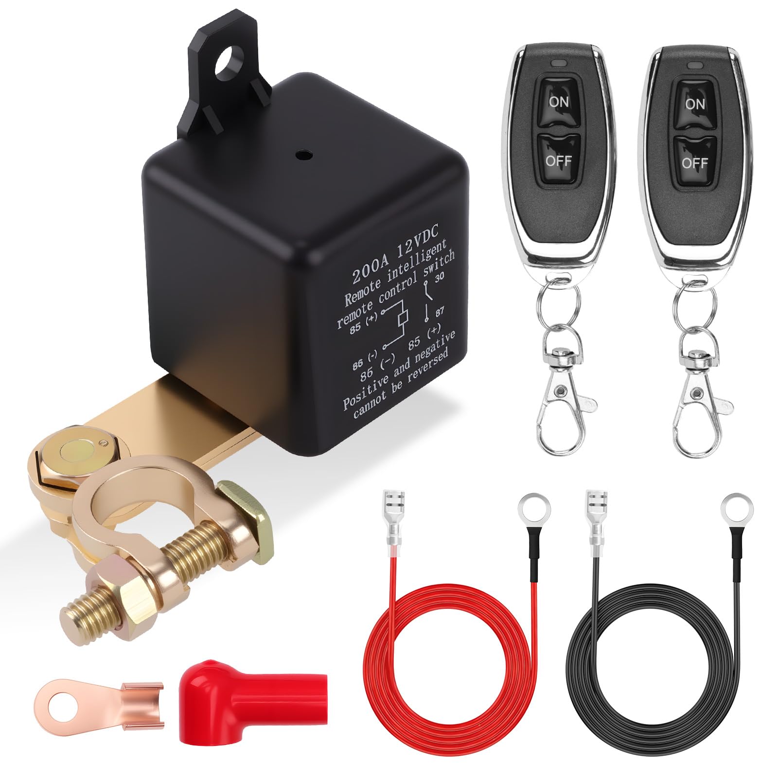 Coupe Circuit Batterie 12V, DC12V 200A Coupe Batterie à Distance, Avec 2 Télécommandes, Antivol,pour Voiture, Bateau, Camion, RV