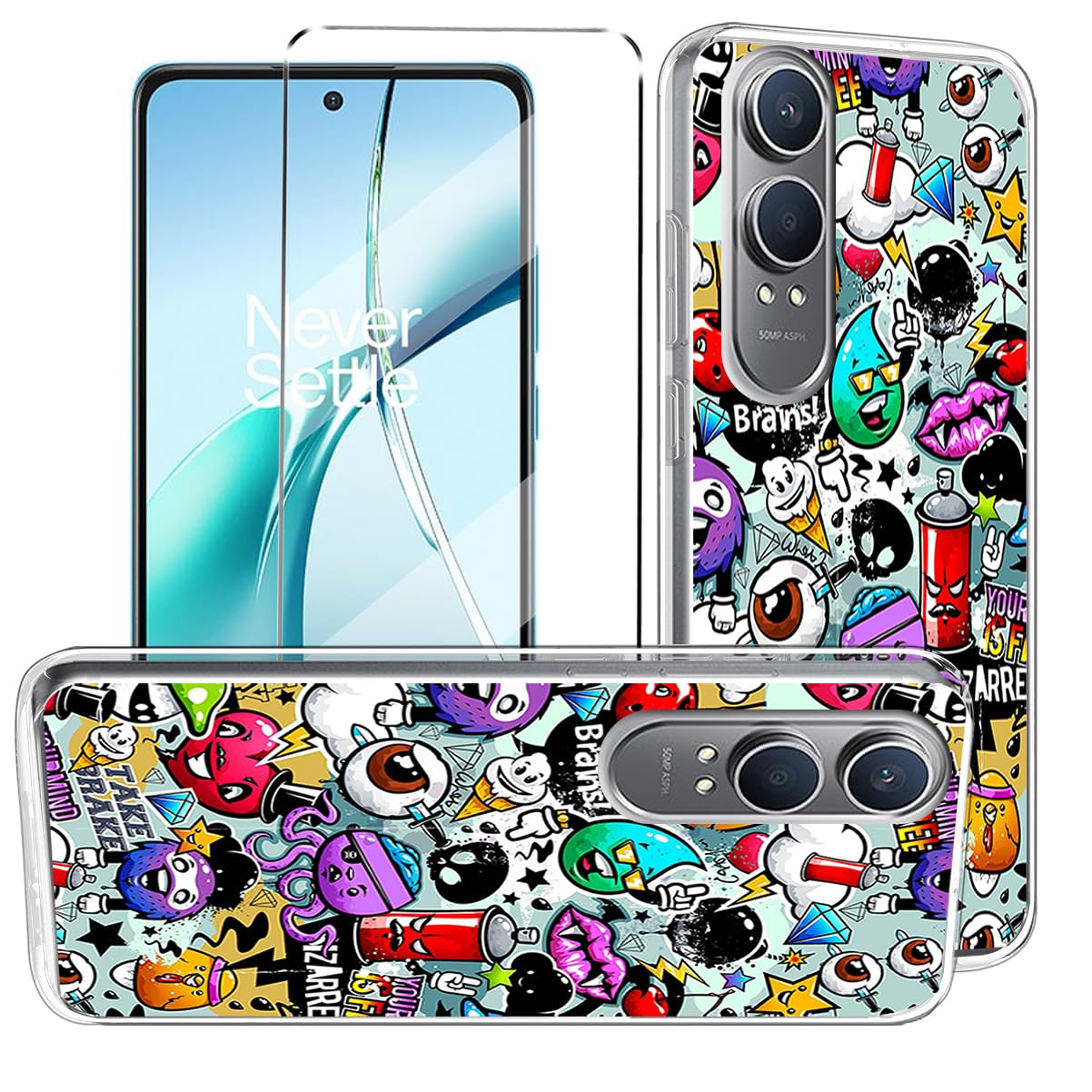 2-in-1 Case Compatible with One plus Nord CE 4 Lite Cover with 1 Pack Tempered Glass Screen Protector for One plus Nord CE 4 Lite