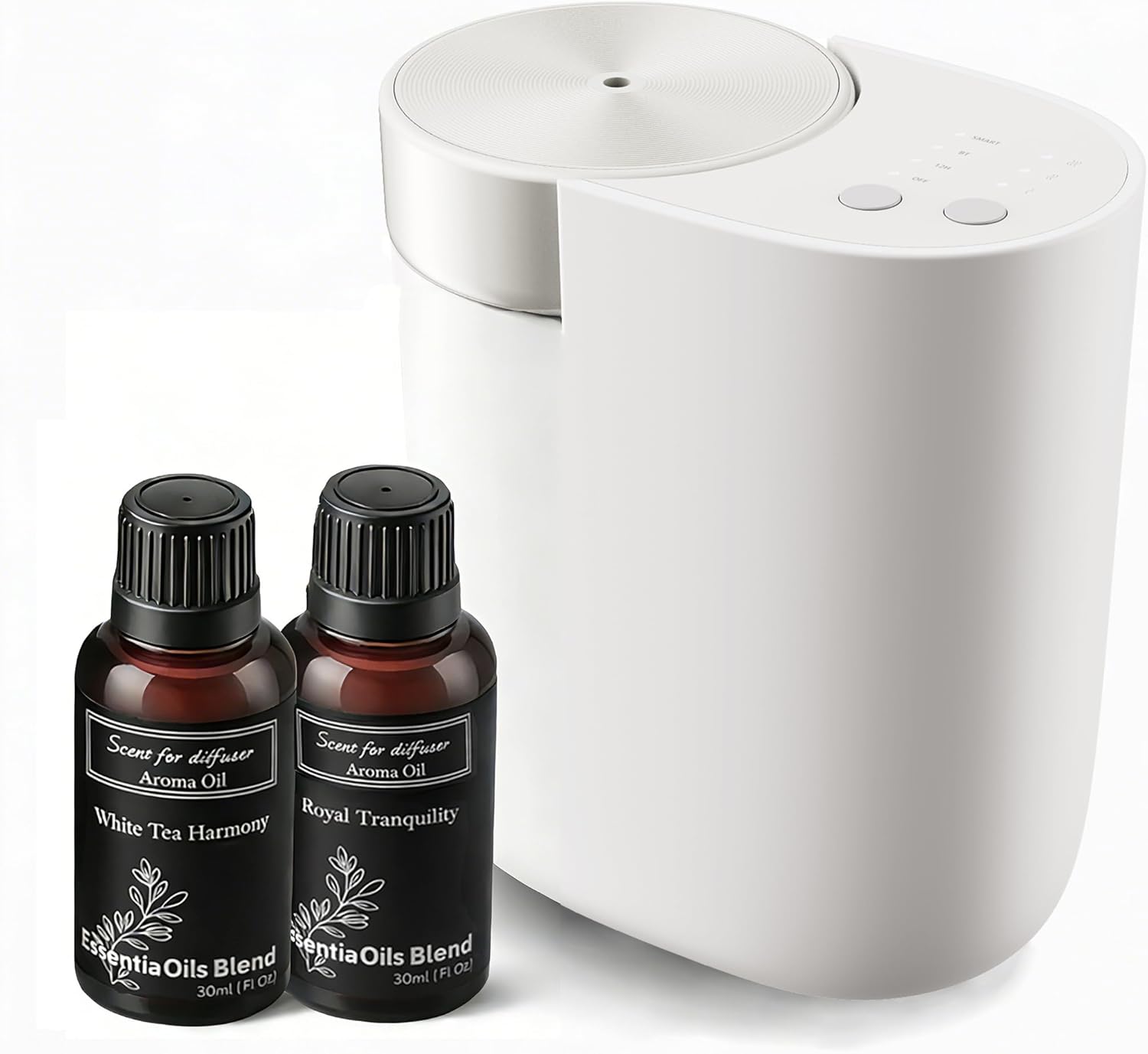 Waterless Diffuser for Essential Oil, Plug in Wall Scent Diffuser for Home, Quiet Cold Air Aromatherapy Diffuser with 500 Sq Ft Coverage, Includes 2×30ml Hotel-Inspired Oils (White)