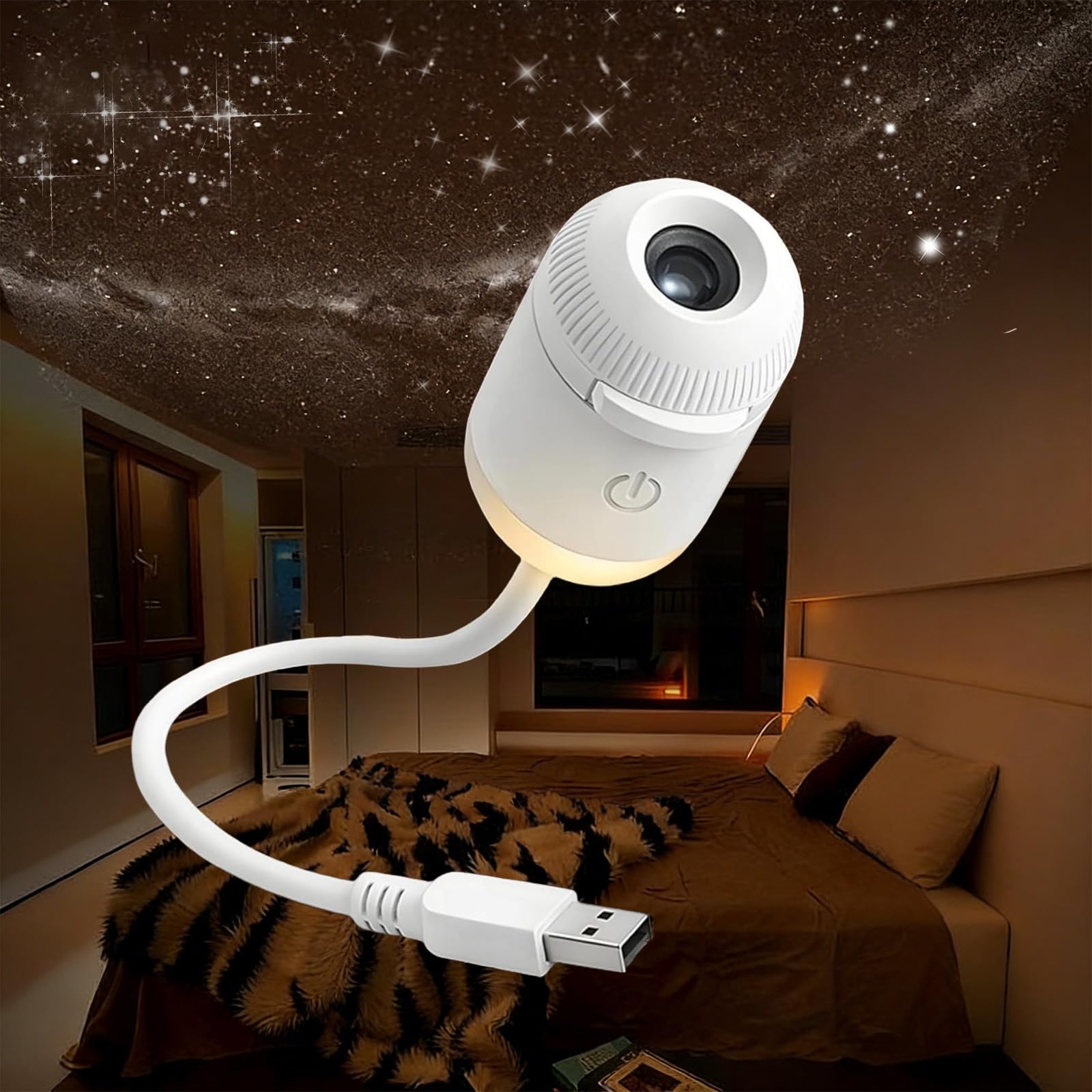 2-in-1 Galaxy Projector Night Light, 360° Rotating Galaxy Night Light Projector for Bedroom, USB Adjustable Starry Sky Projector with 3~24 Sliding Projection Films, for Car & Room Mood Decor (3PCS)
