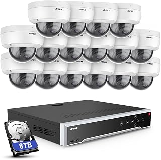 32CH 4K POE Surveillance Kit 5MP NVR (8TB Hard Drive) and 16x Dome IP Security Cameras with Audio, Vandalism IK10, Night Vision, Remote Access, Motion Alarm