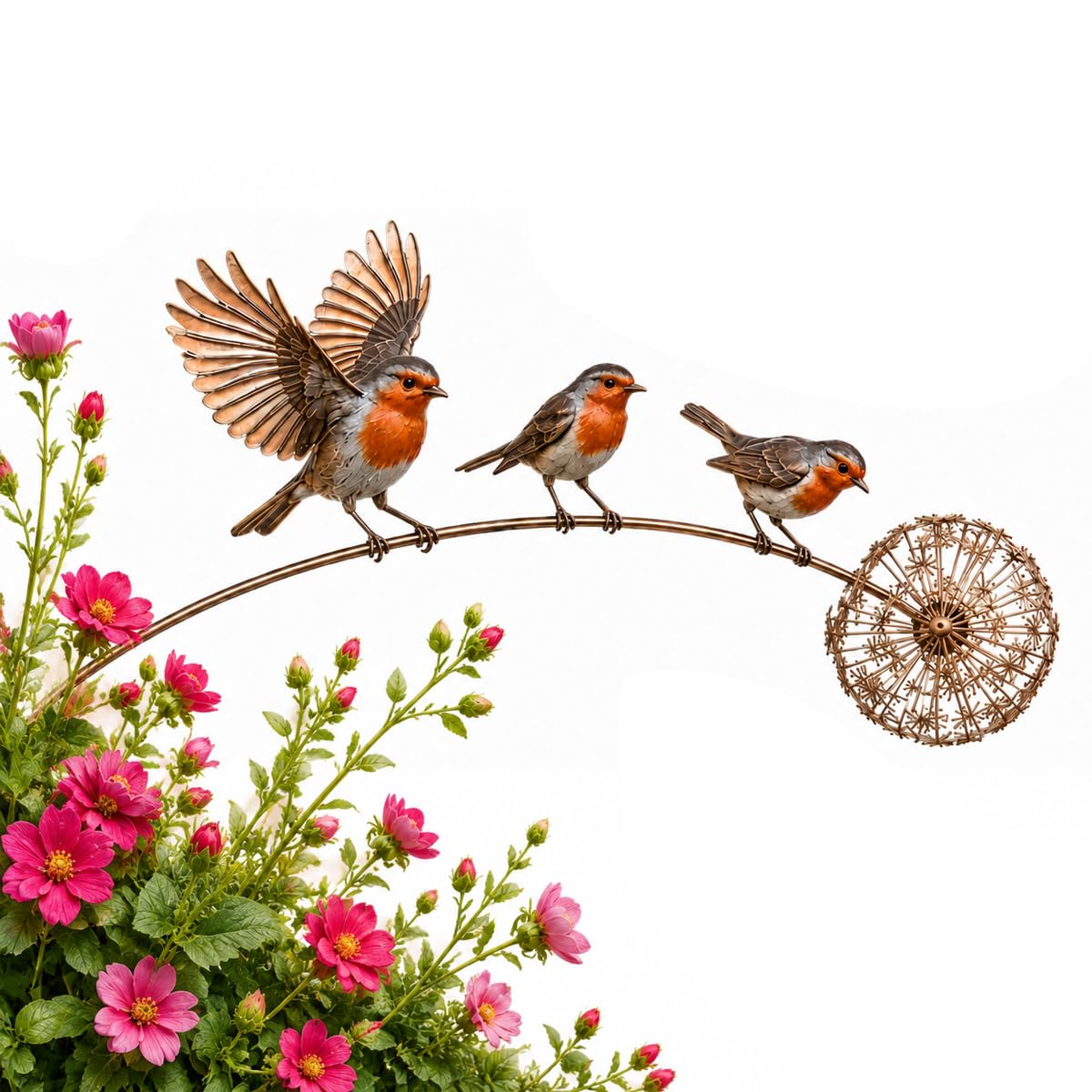 pluffy Metal Robin Garden Stake, Robin Memorial Garden Stake, Weather Resistant For Lawn Patio Flower Bed Backyard (1pcs)