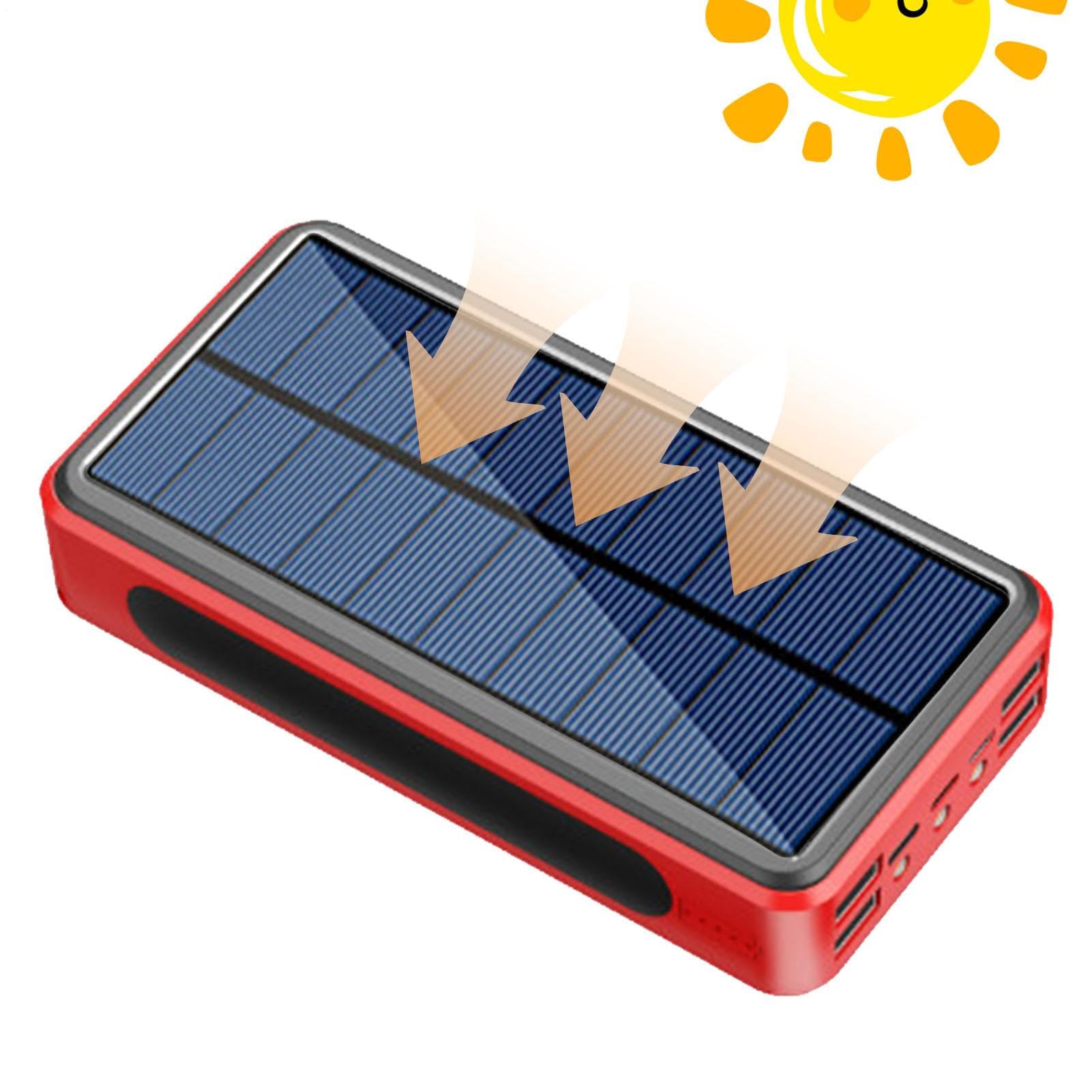 Banca di energia solare - Caricatore USB di grande capacità, pacchetto di | pannelli compatti | Stazione di ricarica mobile 30000mAh con luce LED per campeggio, batteria di backup e