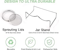 Vista 5 de Kit de tarros de germinación de 2 tarros de albañil de boca ancha de cuarto de galón con tapas de malla de pantalla de acero inoxidable 316, bandeja