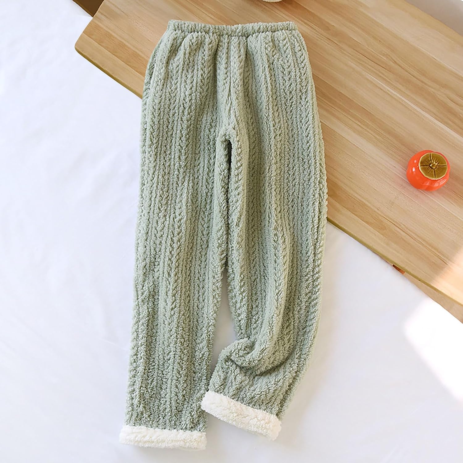 Thick Warm Thick Fuzzy Pants for Ladies Fall Winter Velour Flannel Loose Fit Pants Pajamas PJ Women 2026