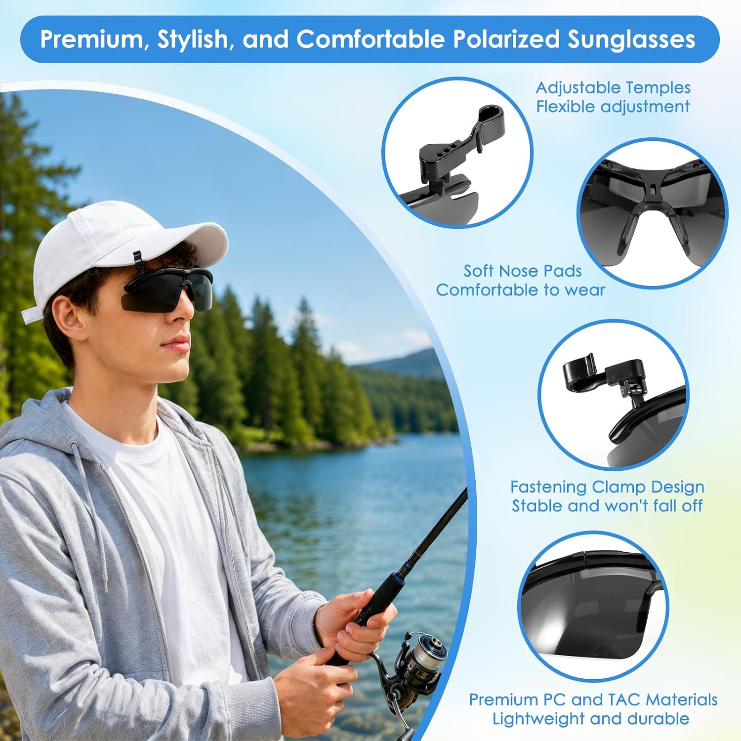 DEECOZY Outdoor Polarized Sunglasses, Fishing Cycling Traveling Flip Cover UV Protection Sunglasses That Can Clip on the Cap image 3